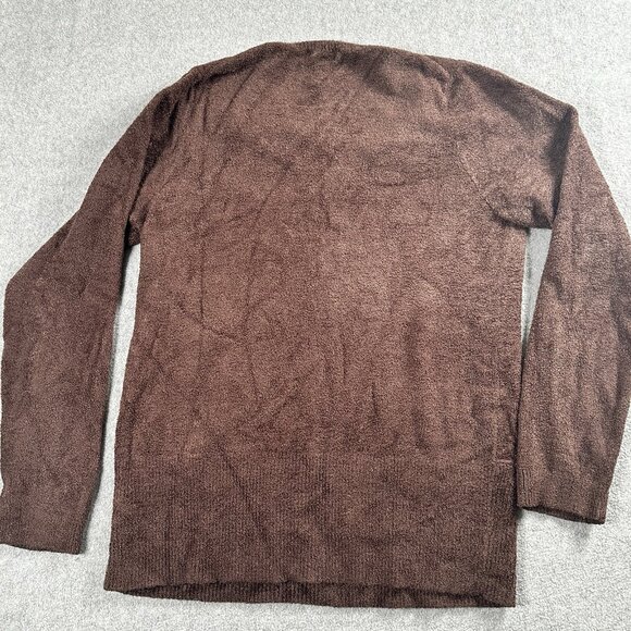 Vtg Y2K Brown Chenille Cozy Knit V Neck Sweater Womens XL Soft Teddy Retro 90s - Picture 8 of 11
